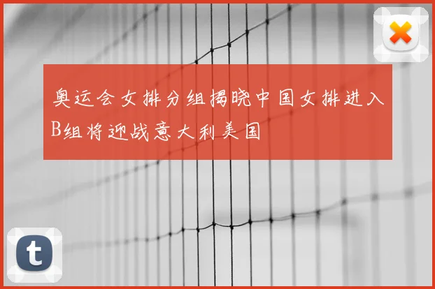 奥运会女排分组揭晓中国女排进入B组将迎战意大利美国